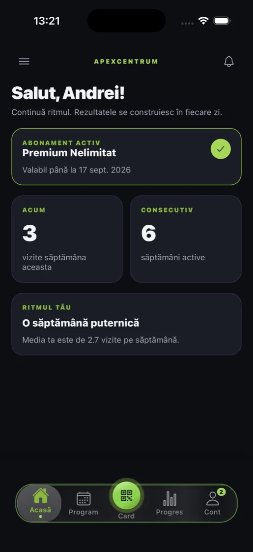 Aplicația de membru, Acasă