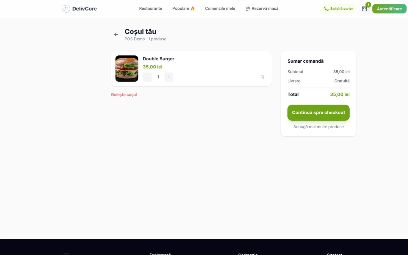 Customer web, cart and order summary before checkout